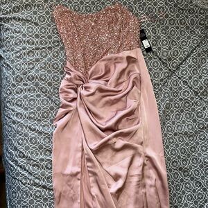 Clara Sequin Satin Pink Gown | Size Large